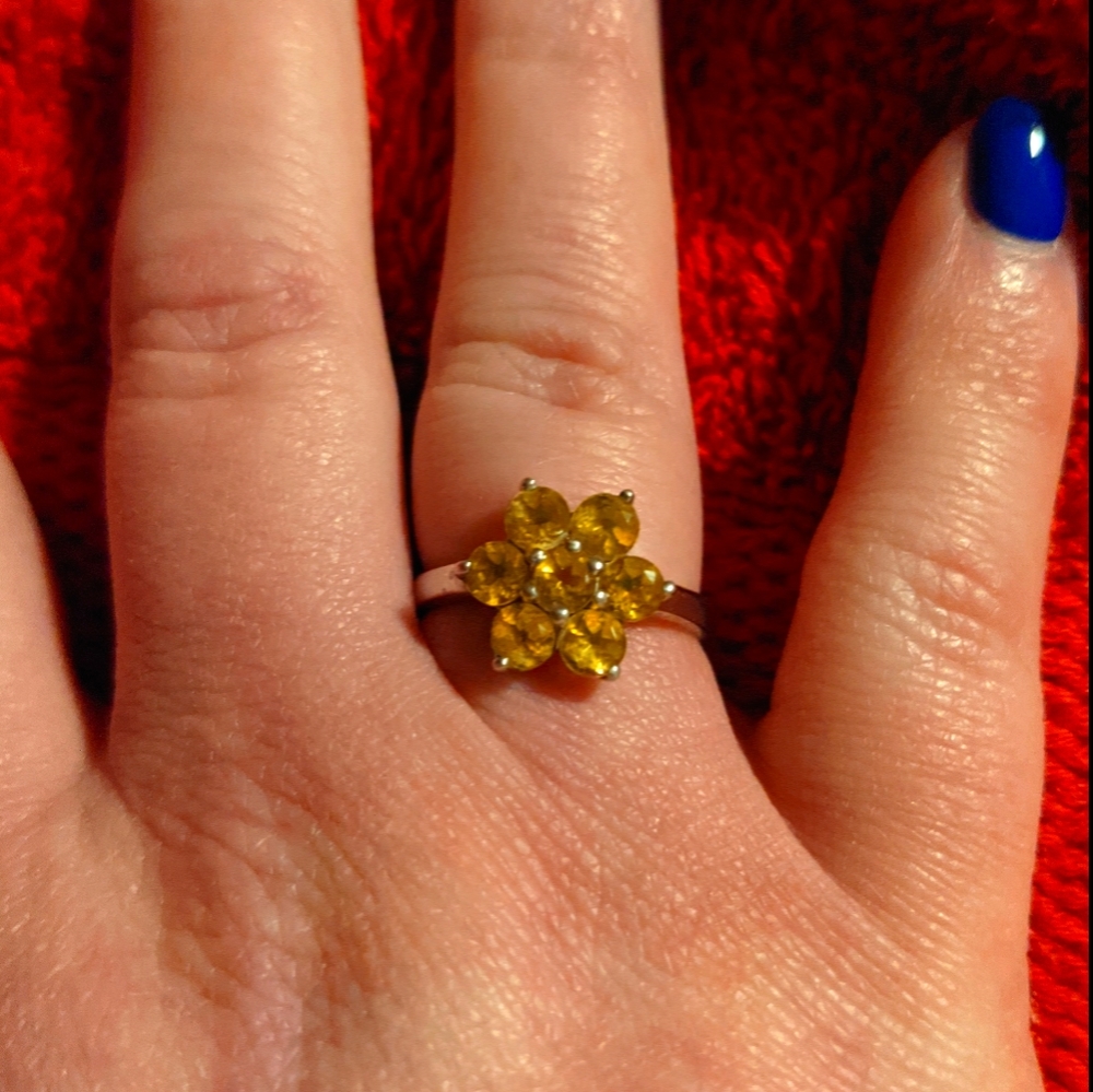 Citrine Flower Ring